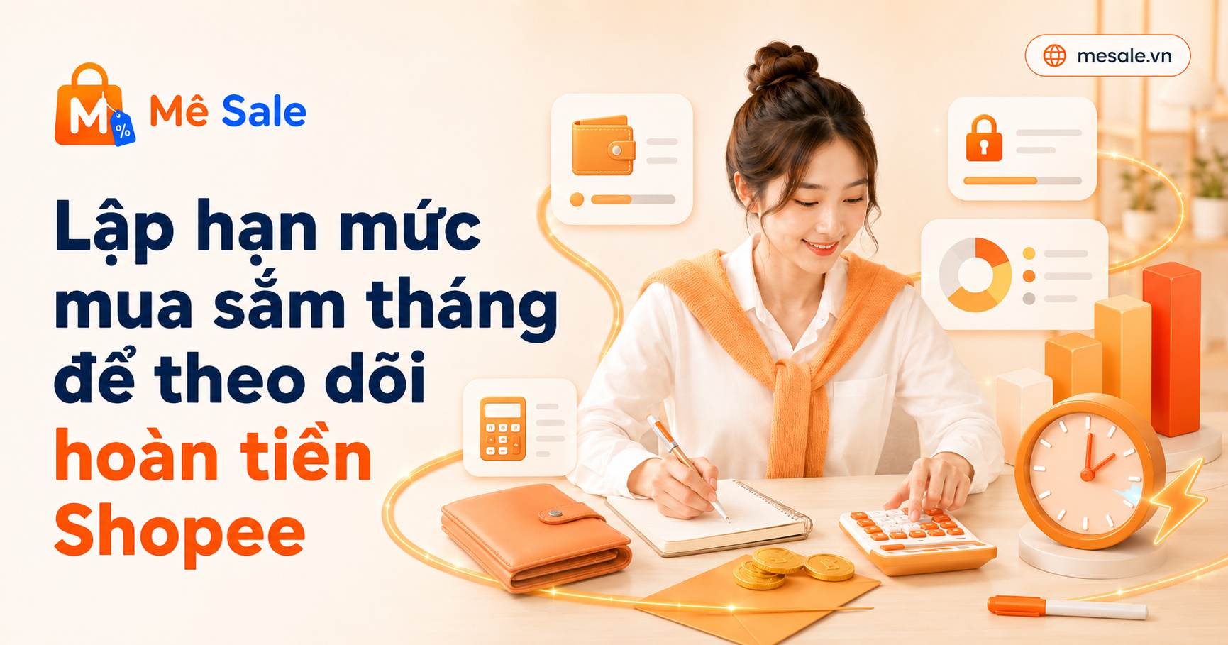 Lập hạn mức mua sắm tháng để theo dõi hoàn tiền Shopee