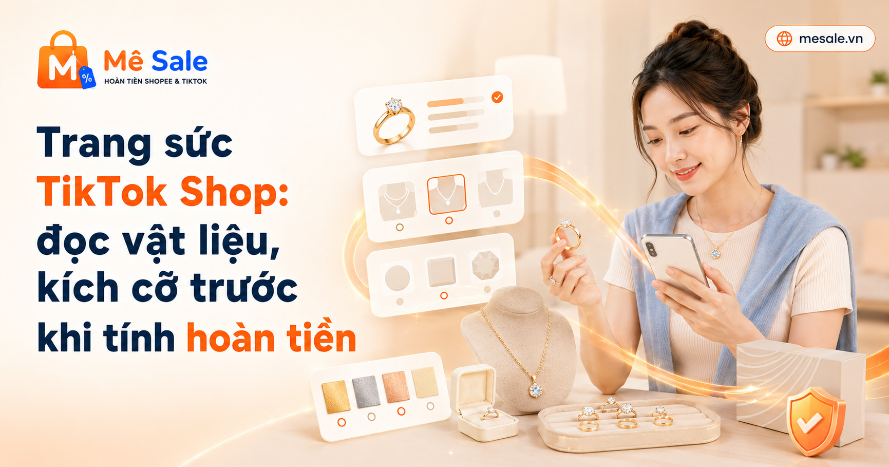 Trang sức TikTok Shop: đọc vật liệu, kích cỡ trước khi tính hoàn tiền