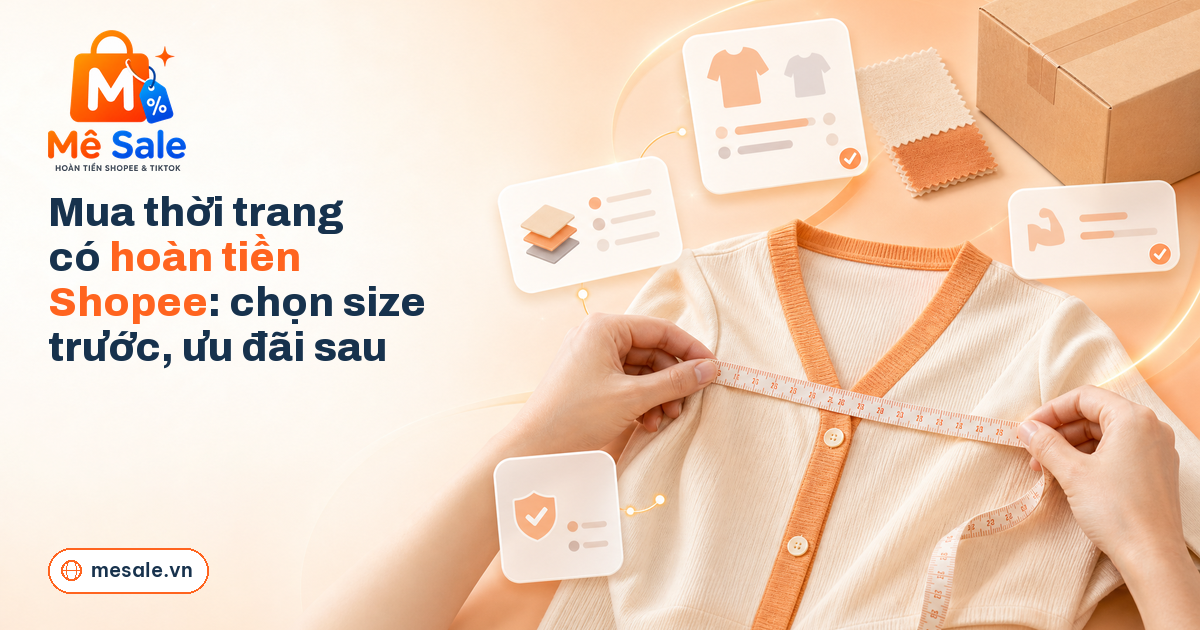 Mua thời trang có hoàn tiền Shopee: chọn size trước, ưu đãi sau
