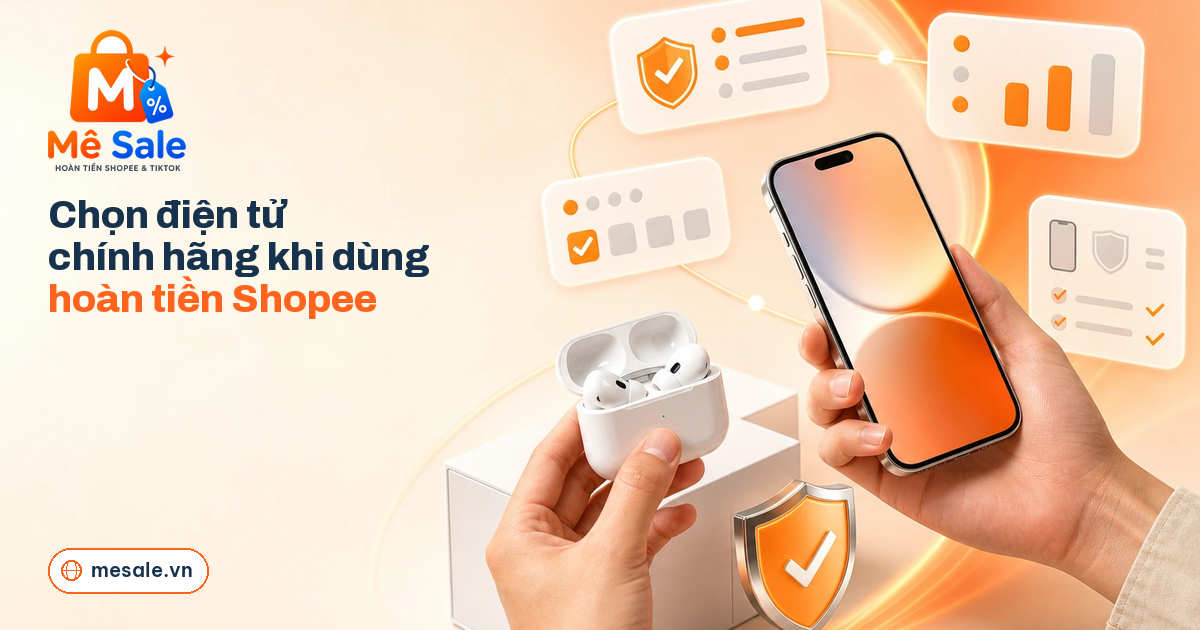 Chọn điện tử chính hãng khi dùng hoàn tiền Shopee