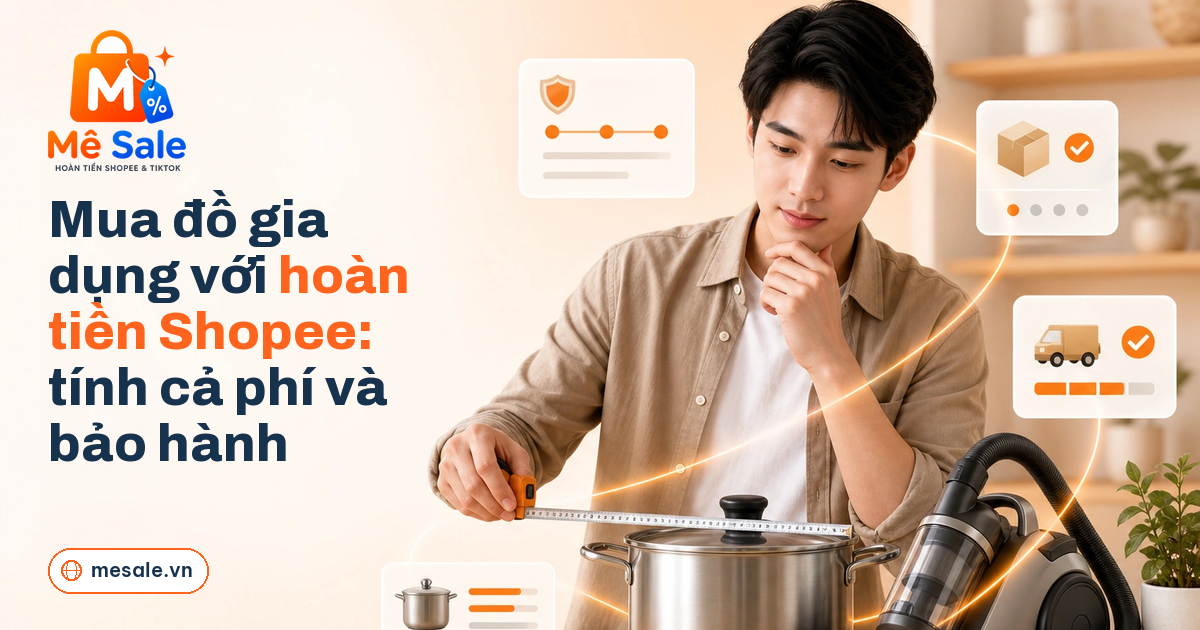 Mua đồ gia dụng với hoàn tiền Shopee: tính cả phí và bảo hành