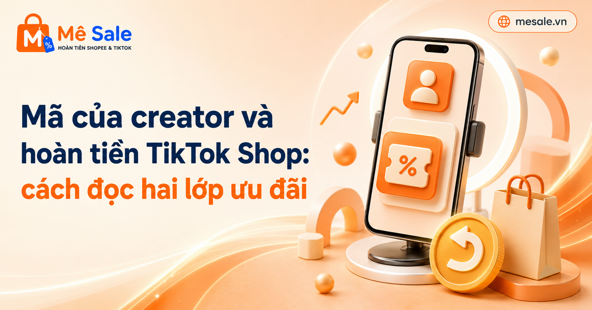 Mã của creator và hoàn tiền TikTok Shop: cách đọc hai lớp ưu đãi