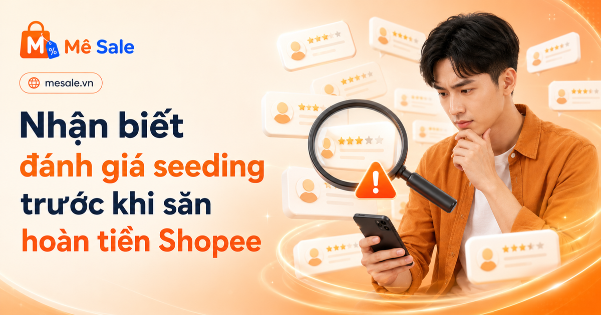 Nhận biết đánh giá seeding trước khi săn hoàn tiền Shopee