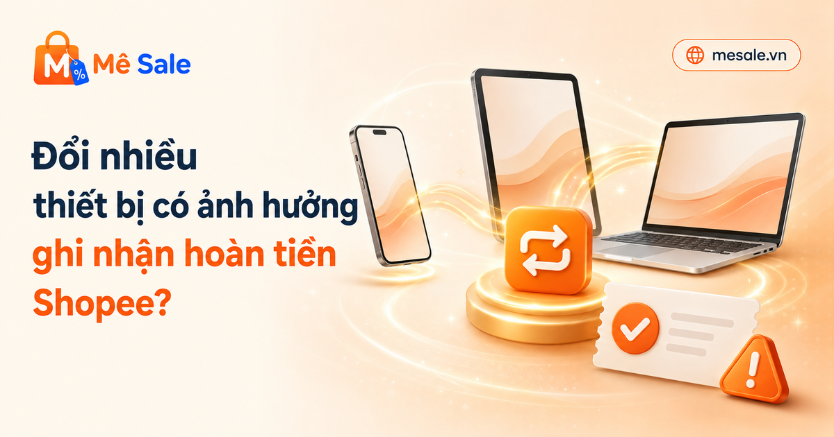 Đổi nhiều thiết bị có ảnh hưởng ghi nhận hoàn tiền Shopee?