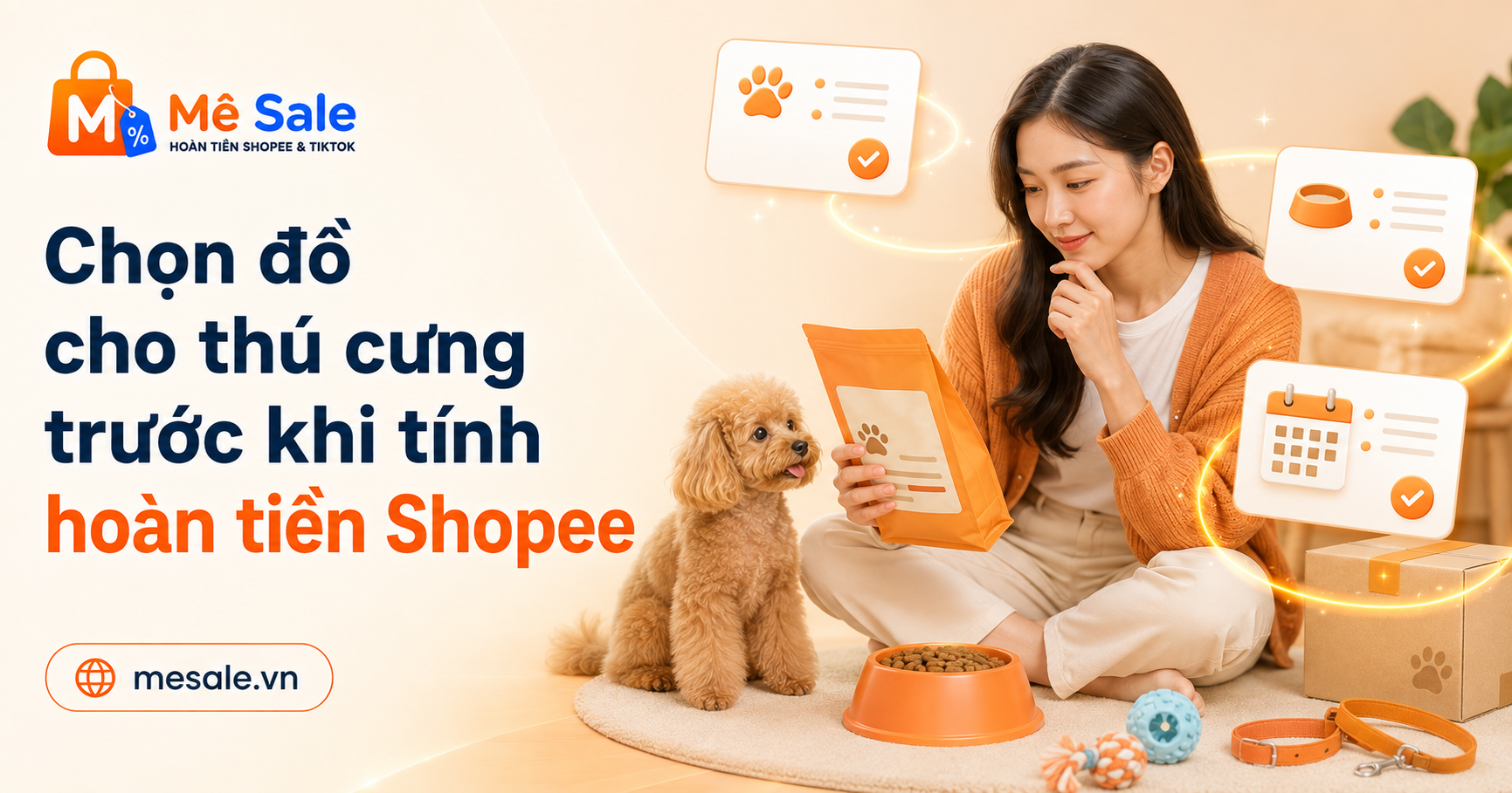 Chọn đồ cho thú cưng trước khi tính hoàn tiền Shopee