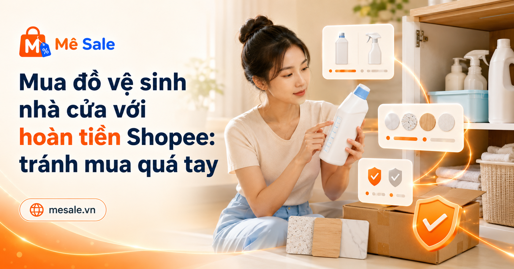 Mua đồ vệ sinh nhà cửa với hoàn tiền Shopee: tránh mua quá tay