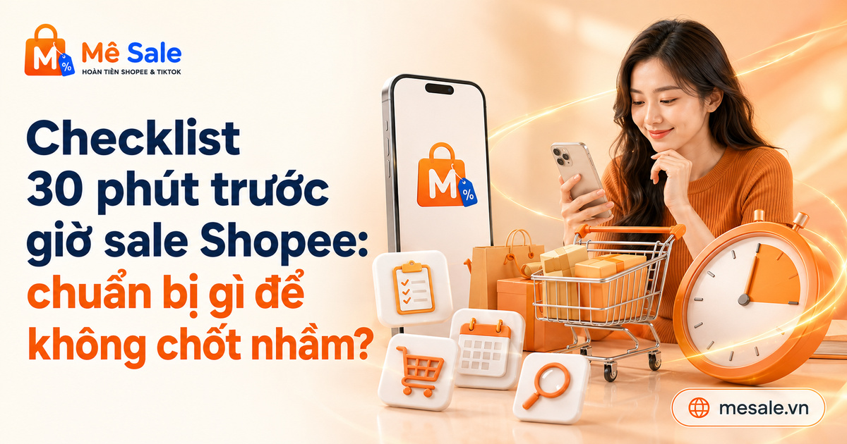 Checklist 30 phút trước giờ sale Shopee: chuẩn bị gì để không chốt nhầm?